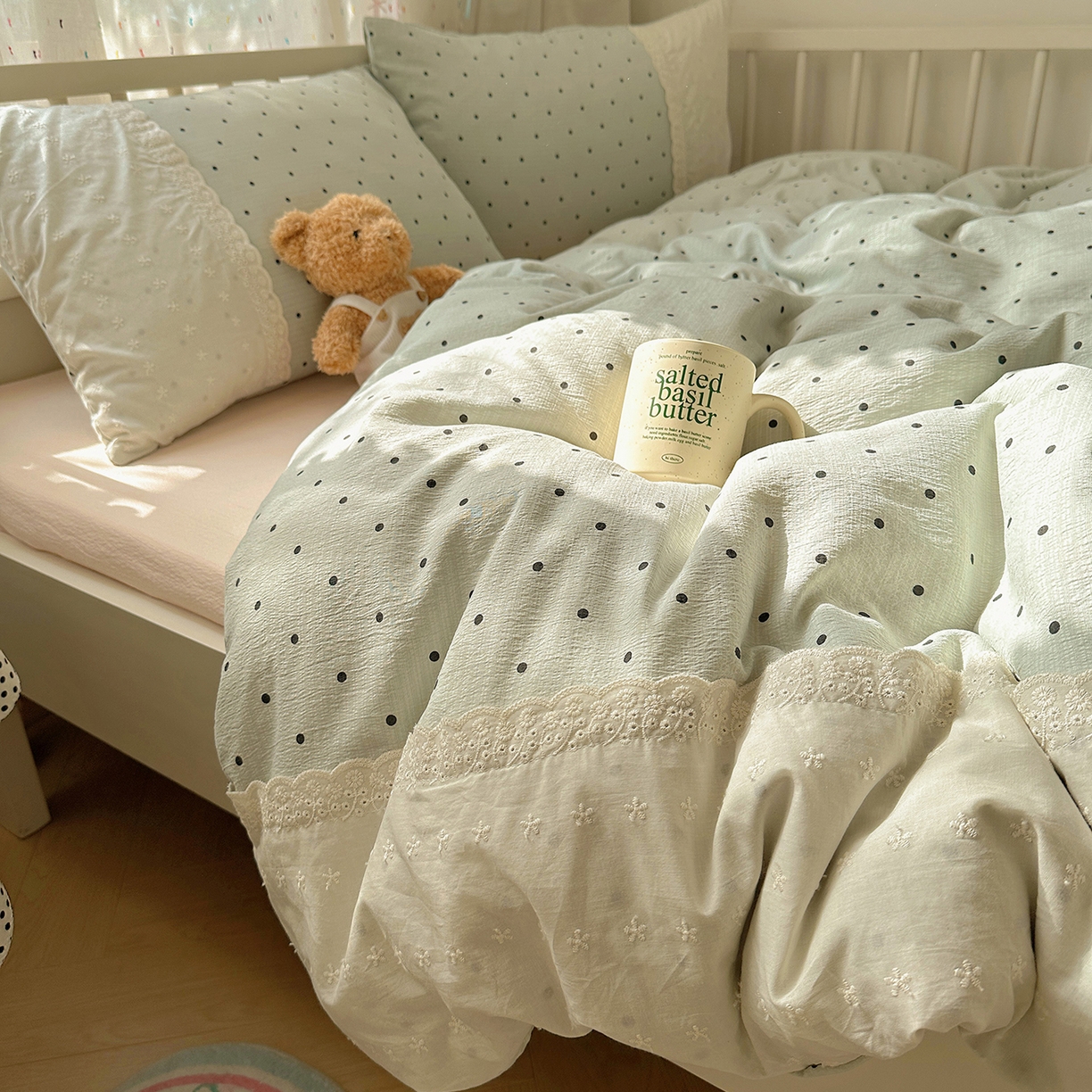 91家纺网 家纺一手货源 找家纺 （总）沐芷 2026 【提供买家秀】宽花边四件套公主风A类双层纱床上用品三件套被套床笠