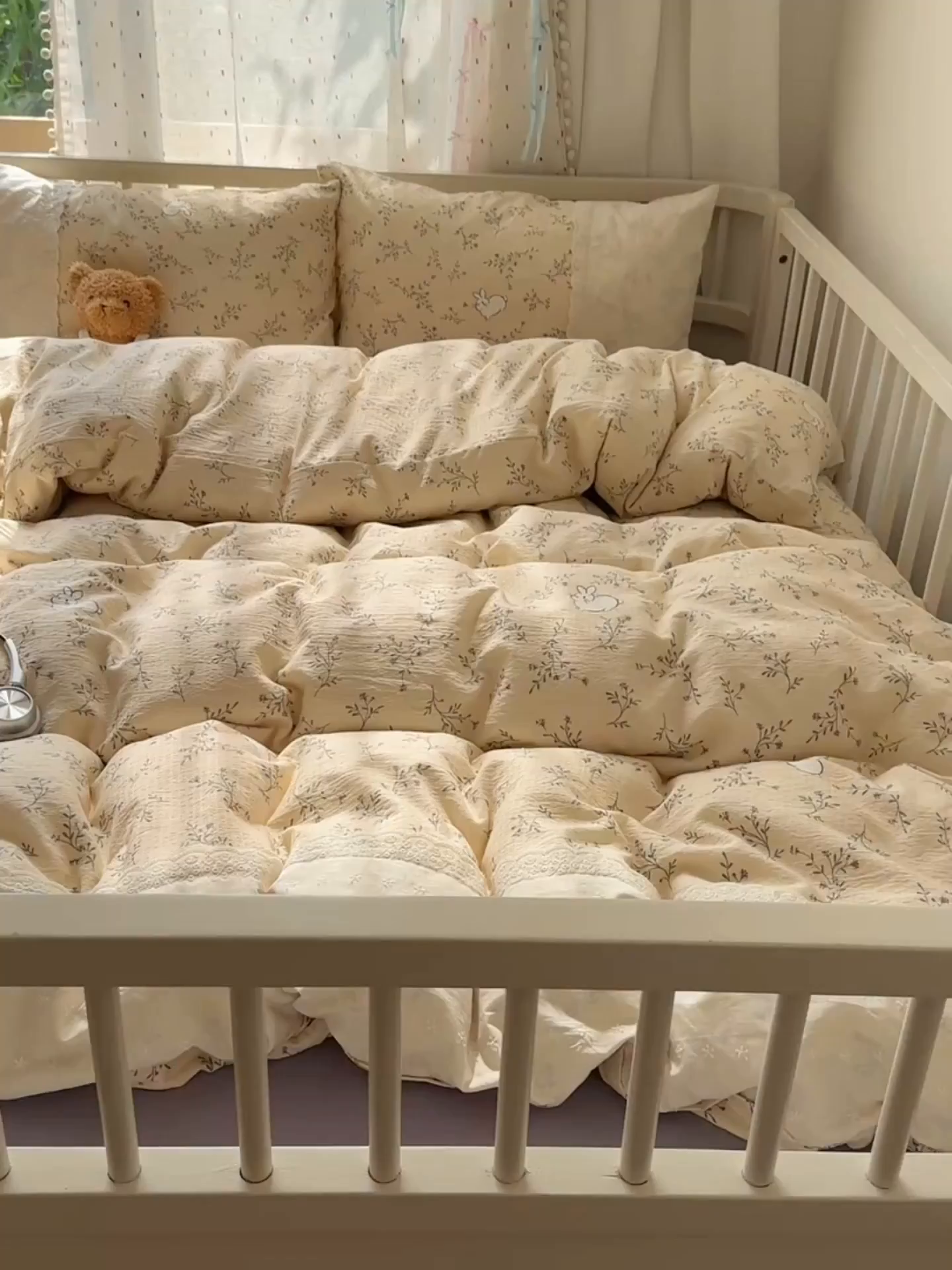 91家纺网 家纺一手货源 找家纺 沐芷 2026 【提供买家秀】宽花边四件套公主风A类双层纱床上用品三件套被套床笠 宽花边-花园小兔