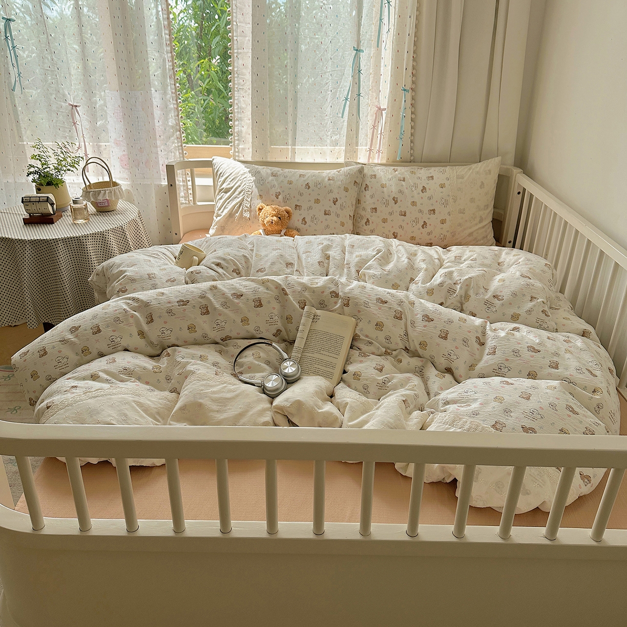 91家纺网 家纺一手货源 找家纺 沐芷 2026 【提供买家秀】宽花边四件套公主风A类双层纱床上用品三件套被套床笠 宽花边-奶萌小狗