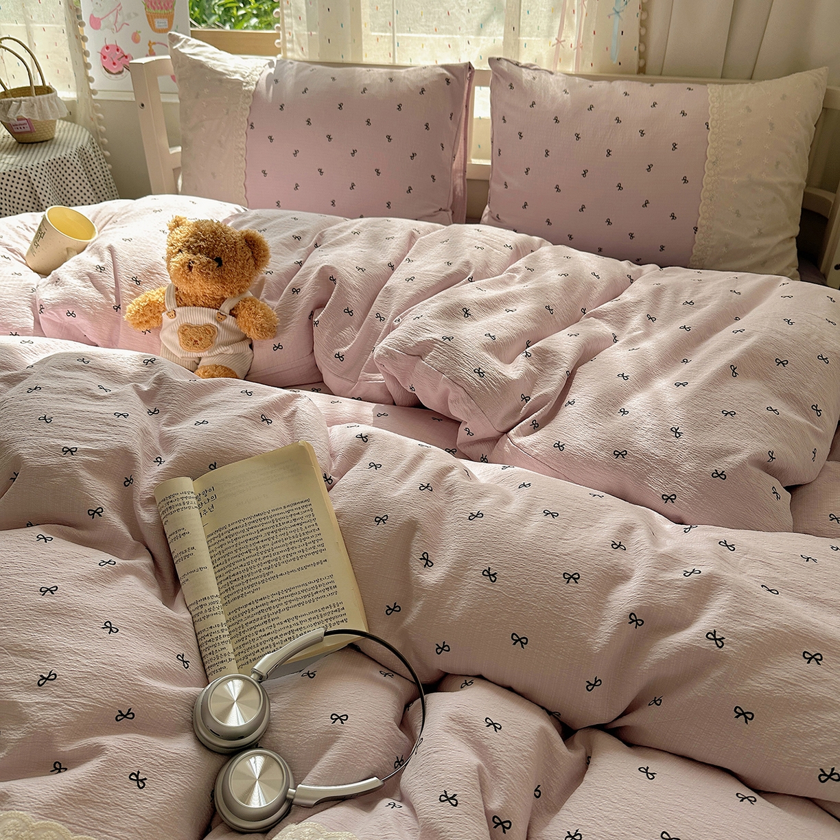 91家纺网 家纺一手货源 找家纺 沐芷 2026 【提供买家秀】宽花边四件套公主风A类双层纱床上用品三件套被套床笠 宽花边-晚安小紫