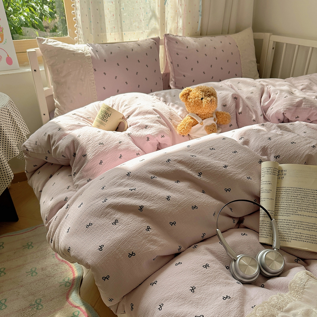 91家纺网 家纺一手货源 找家纺 沐芷 2026 【提供买家秀】宽花边四件套公主风A类双层纱床上用品三件套被套床笠 宽花边-晚安小紫