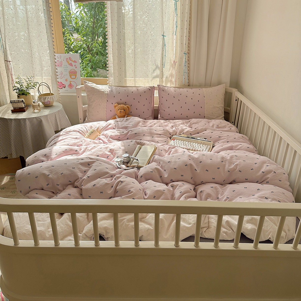 91家纺网 家纺一手货源 找家纺 沐芷 2026 【提供买家秀】宽花边四件套公主风A类双层纱床上用品三件套被套床笠 宽花边-晚安小紫