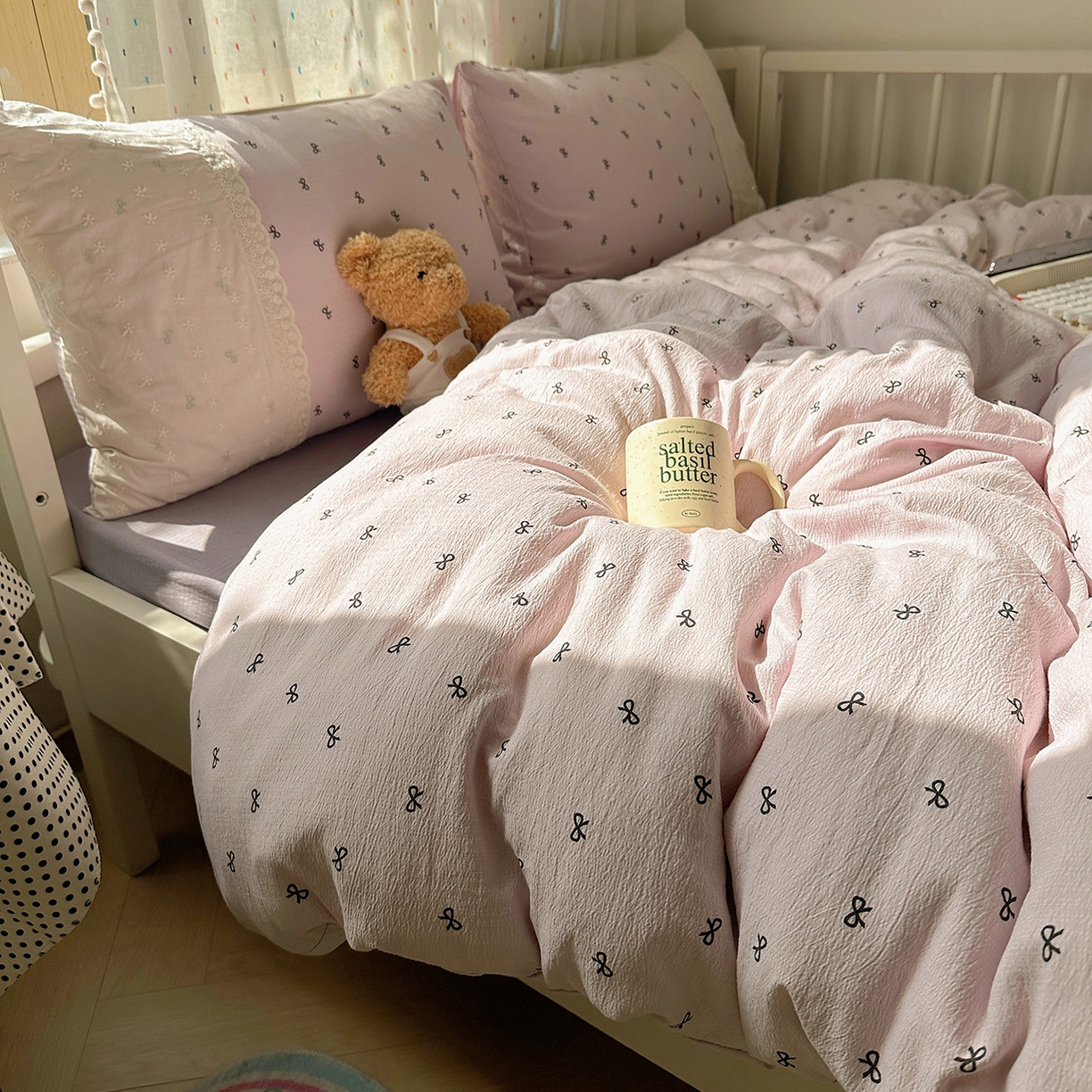 91家纺网 家纺一手货源 找家纺 沐芷 2026 【提供买家秀】宽花边四件套公主风A类双层纱床上用品三件套被套床笠 宽花边-晚安小紫