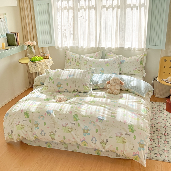 91家纺网 家纺一手货源 找家纺 （总）花梦欣 2026新款全棉印花系列简约卡通款单被套