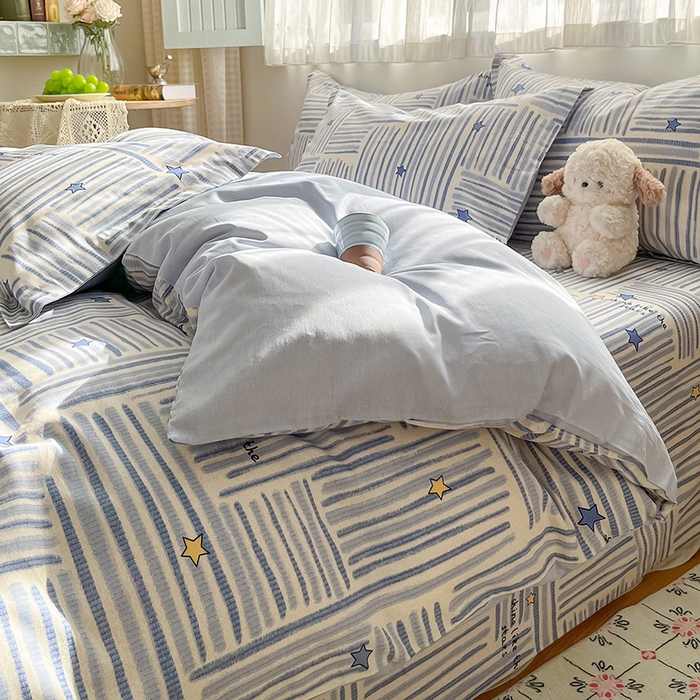 91家纺网 家纺一手货源 找家纺 （总）花梦欣 2026新款全棉印花系列简约卡通款单被套