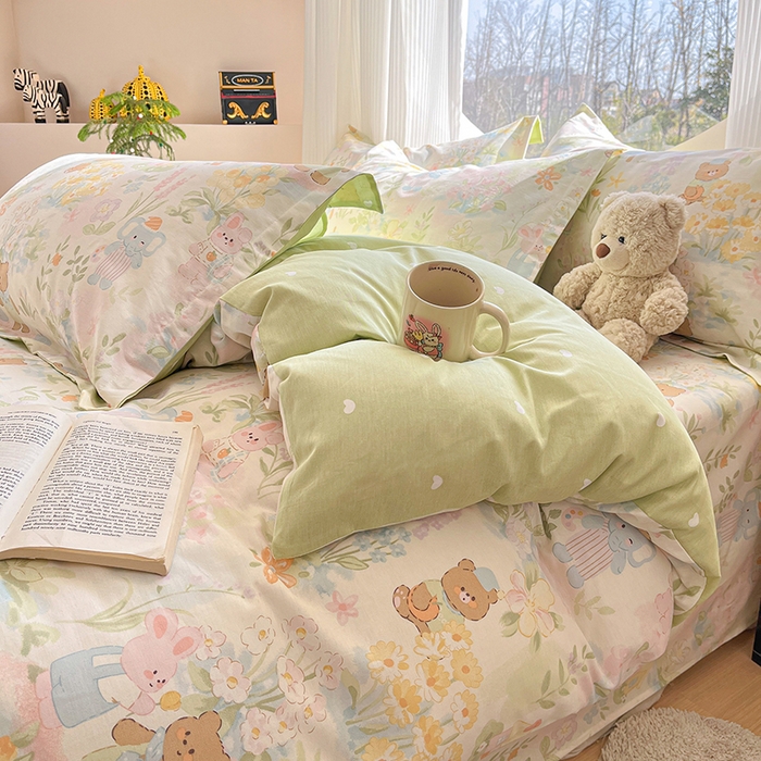 91家纺网 家纺一手货源 找家纺 （总）花梦欣 2026新款全棉印花系列简约卡通款单被套