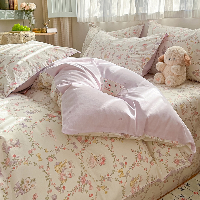 91家纺网 家纺一手货源 找家纺 （总）花梦欣 2026新款全棉印花系列简约卡通款单被套