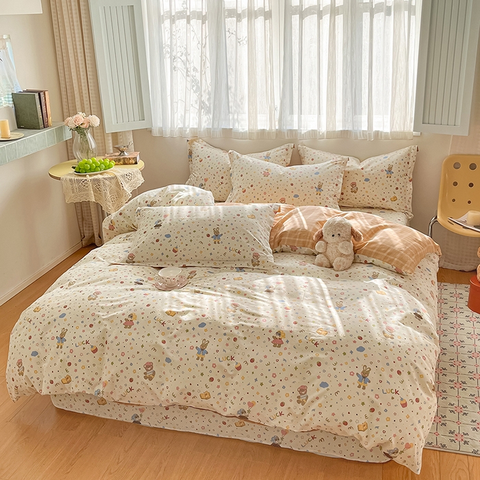 91家纺网 家纺一手货源 找家纺 花梦欣 2026新款全棉印花系列简约卡通款单被套 都市熊仔