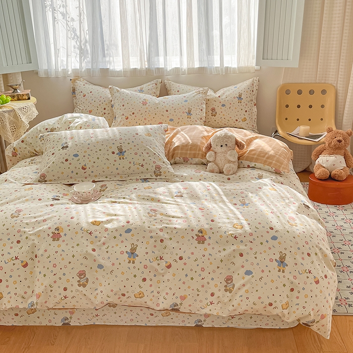 91家纺网 家纺一手货源 找家纺 花梦欣 2026新款全棉印花系列简约卡通款单被套 都市熊仔