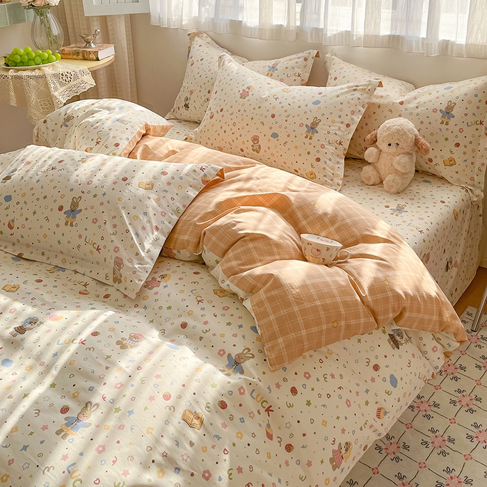 91家纺网 家纺一手货源 找家纺 花梦欣 2026新款全棉印花系列简约卡通款单被套 都市熊仔