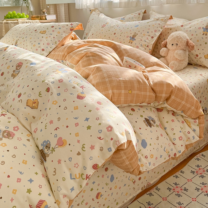 91家纺网 家纺一手货源 找家纺 花梦欣 2026新款全棉印花系列简约卡通款单被套 都市熊仔