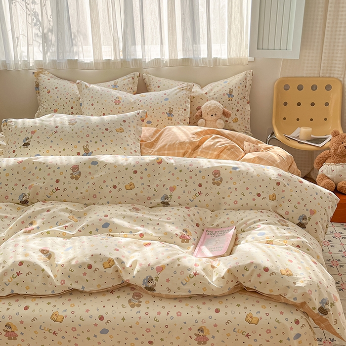 91家纺网 家纺一手货源 找家纺 花梦欣 2026新款全棉印花系列简约卡通款单被套 都市熊仔