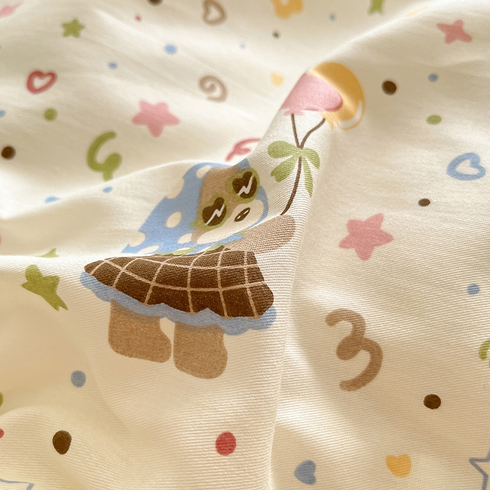 91家纺网 家纺一手货源 找家纺 花梦欣 2026新款全棉印花系列简约卡通款单被套 都市熊仔