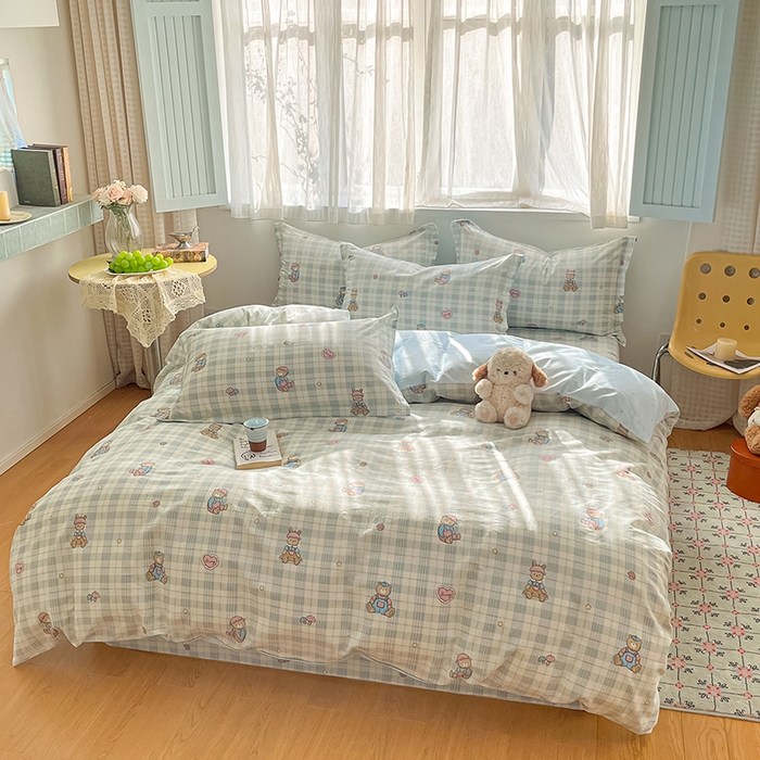 91家纺网 家纺一手货源 找家纺 花梦欣 2026新款全棉印花系列简约卡通款单被套 乖乖熊