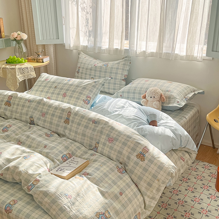 91家纺网 家纺一手货源 找家纺 花梦欣 2026新款全棉印花系列简约卡通款单被套 乖乖熊