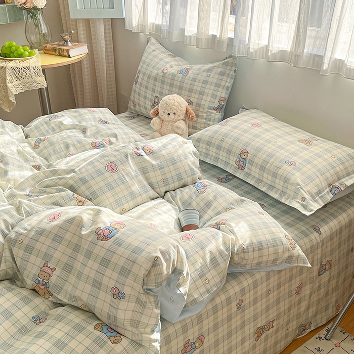 91家纺网 家纺一手货源 找家纺 花梦欣 2026新款全棉印花系列简约卡通款单被套 乖乖熊