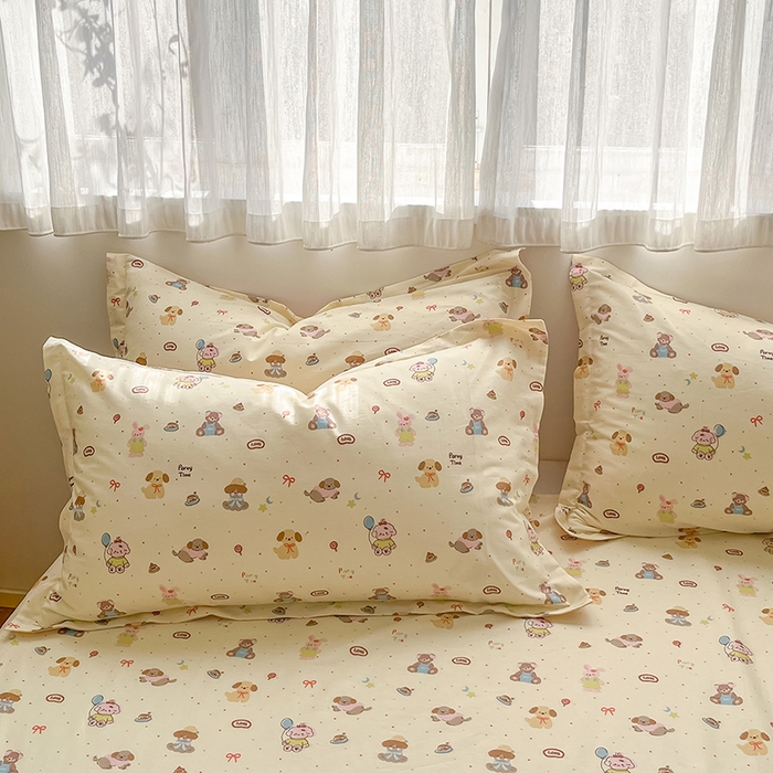 91家纺网 家纺一手货源 找家纺 花梦欣 2026新款全棉印花系列简约卡通款单被套 韩系小萌物