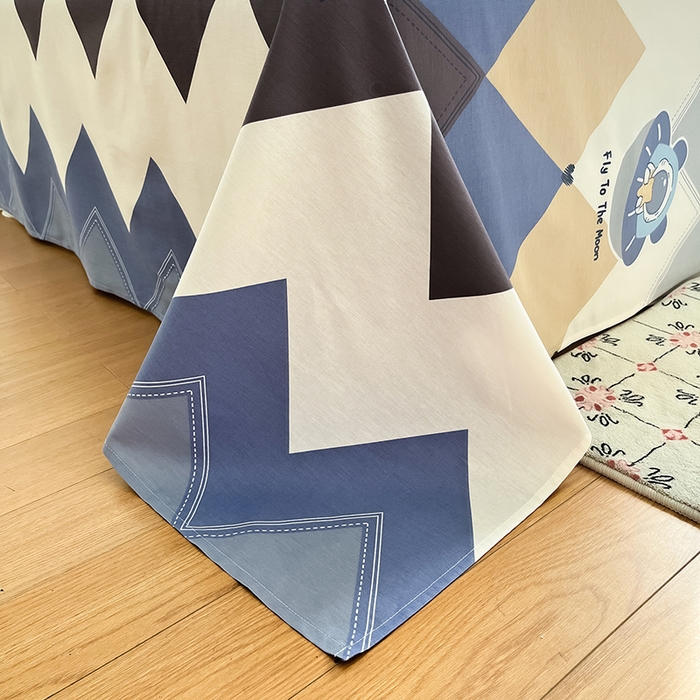 91家纺网 家纺一手货源 找家纺 花梦欣 2026新款全棉印花系列简约卡通款单被套 几何飞船