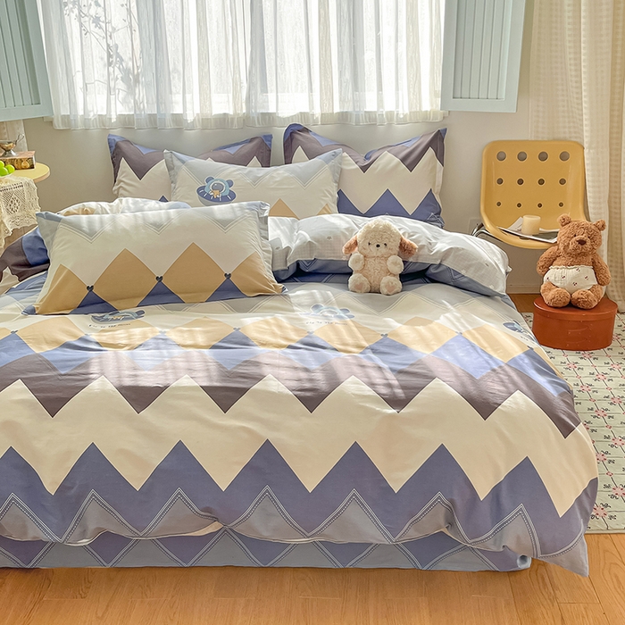 91家纺网 家纺一手货源 找家纺 花梦欣 2026新款全棉印花系列简约卡通款单被套 几何飞船