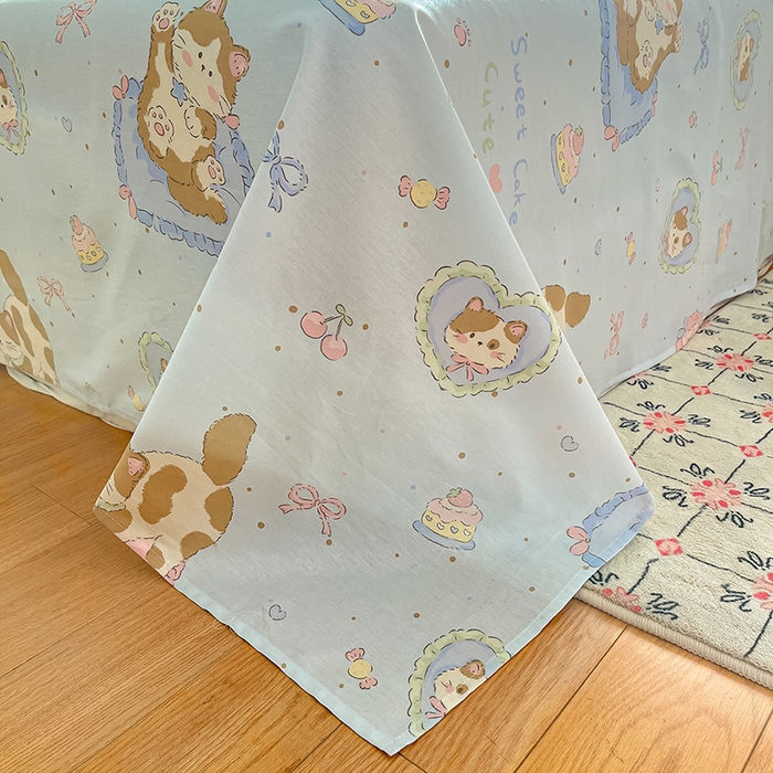 91家纺网 家纺一手货源 找家纺 花梦欣 2026新款全棉印花系列简约卡通款单被套 狸花小姐兰