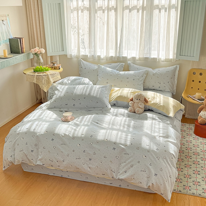 91家纺网 家纺一手货源 找家纺 花梦欣 2026新款全棉印花系列简约卡通款单被套 路灯影院