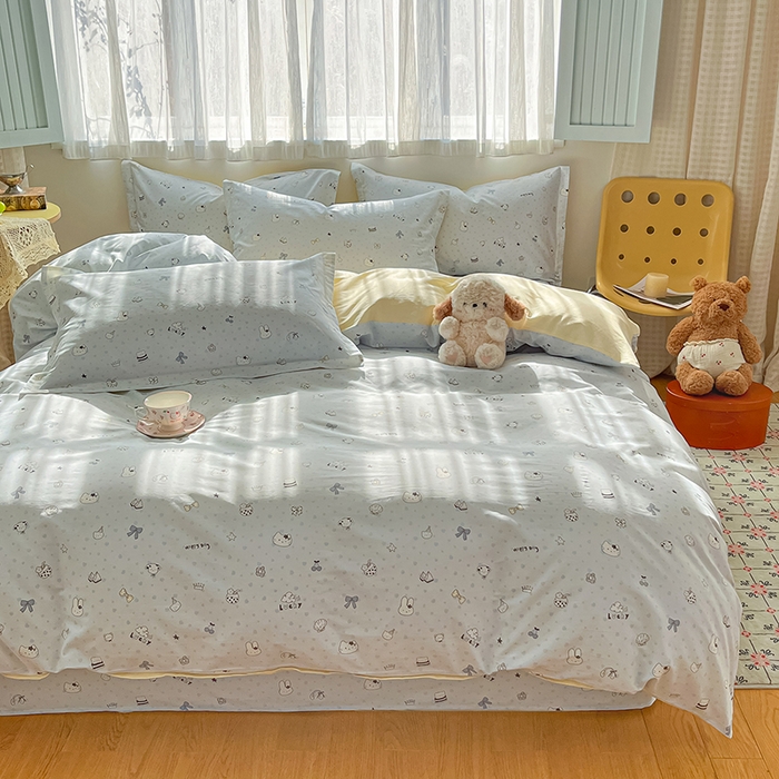 91家纺网 家纺一手货源 找家纺 花梦欣 2026新款全棉印花系列简约卡通款单被套 路灯影院