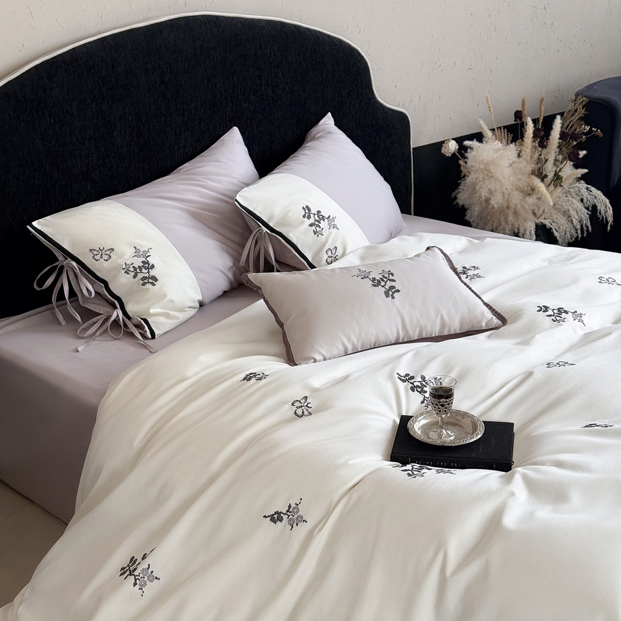 （总）鹿班家居 2026春季新品100S长绒棉精密刺绣系列四件套-一隅花町（标准会员-20元）