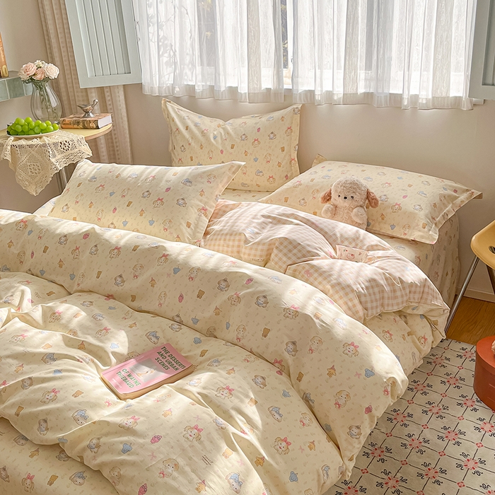 91家纺网 家纺一手货源 找家纺 花梦欣 2026新款全棉印花系列简约卡通款单被套 萌趣汪汪
