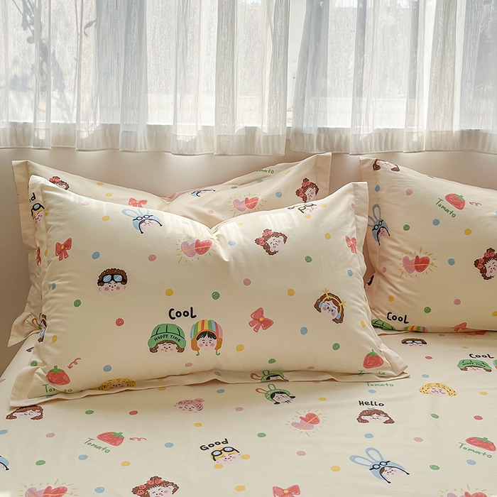 91家纺网 家纺一手货源 找家纺 花梦欣 2026新款全棉印花系列简约卡通款单被套 趣味涂鸦