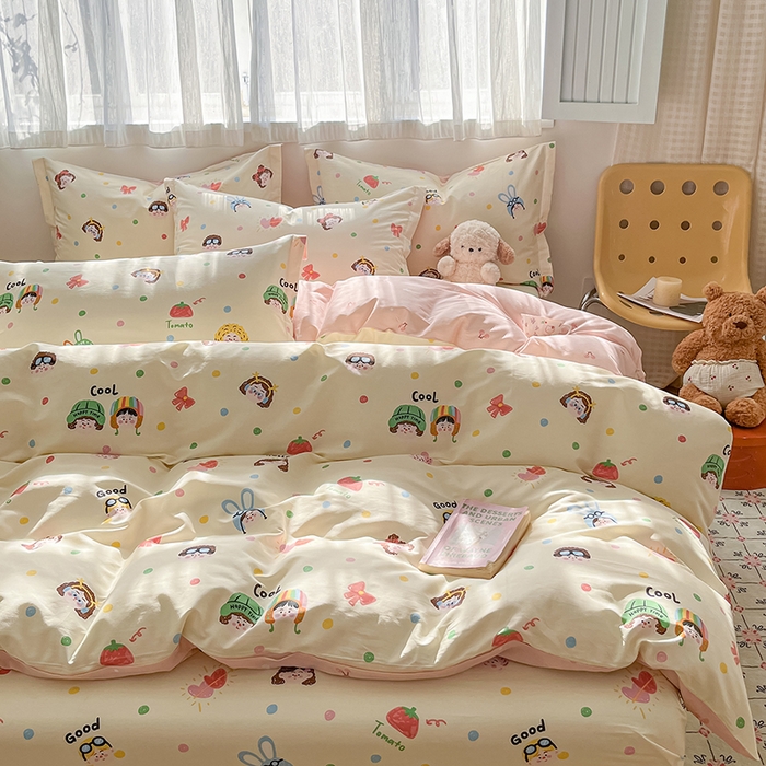 91家纺网 家纺一手货源 找家纺 花梦欣 2026新款全棉印花系列简约卡通款单被套 趣味涂鸦