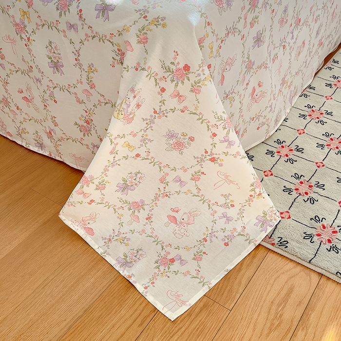 91家纺网 家纺一手货源 找家纺 花梦欣 2026新款全棉印花系列简约卡通款单被套 童话花町