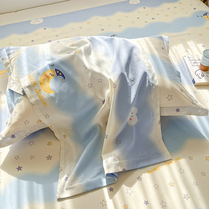 91家纺网 家纺一手货源 找家纺 花梦欣 2026新款全棉印花系列简约卡通款单被套 星辰入梦