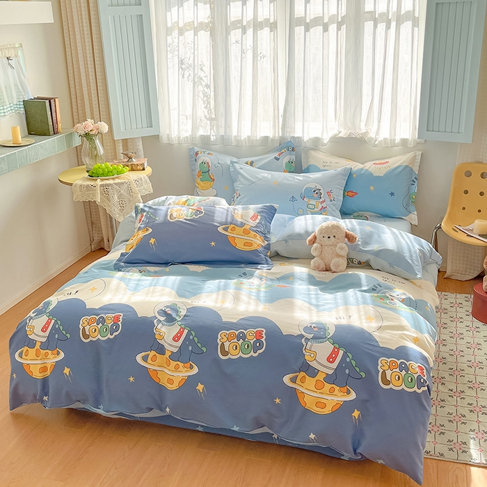 91家纺网 家纺一手货源 找家纺 花梦欣 2026新款全棉印花系列简约卡通款单被套 星际漫游记