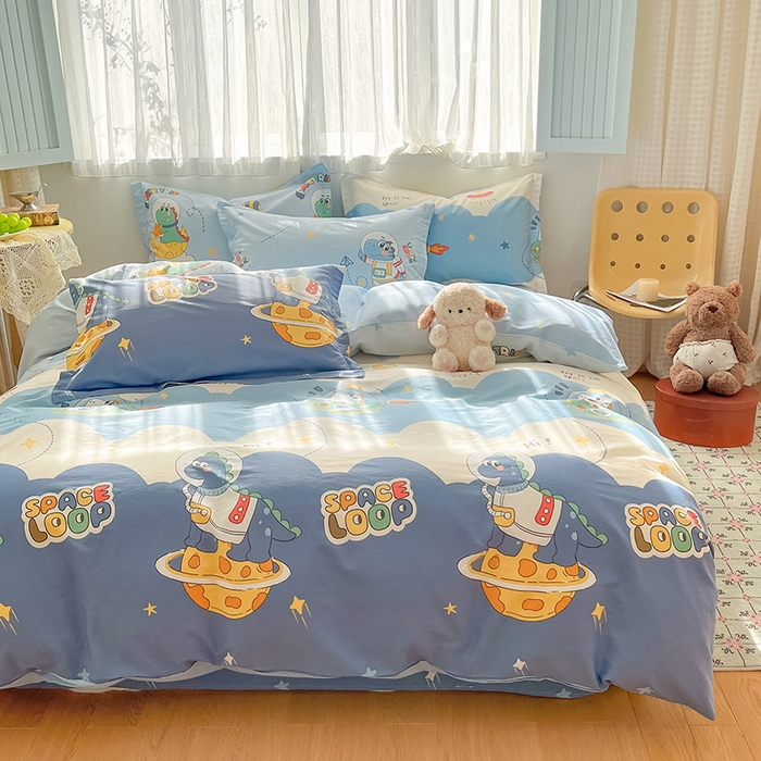 91家纺网 家纺一手货源 找家纺 花梦欣 2026新款全棉印花系列简约卡通款单被套 星际漫游记