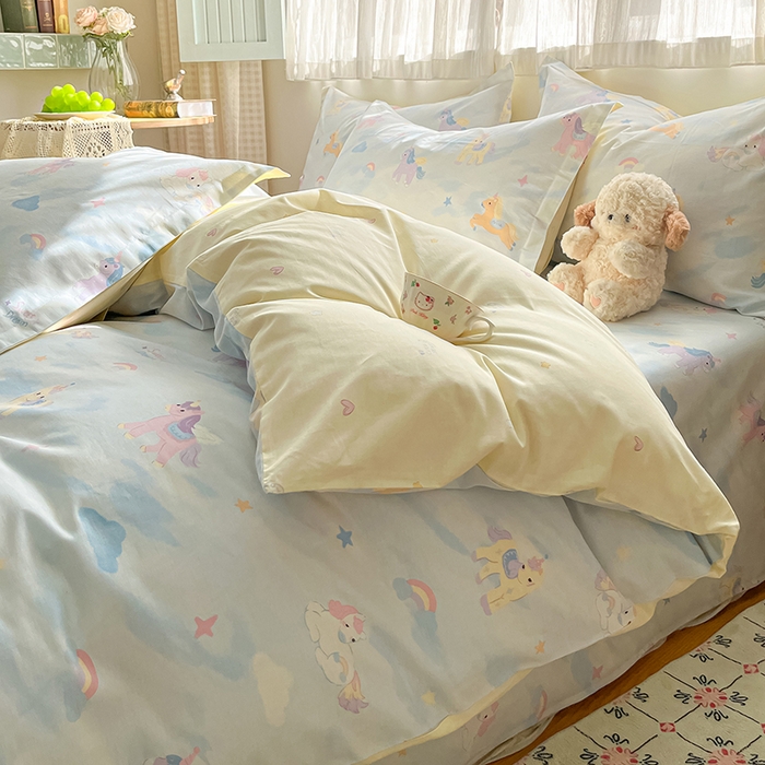 花梦欣 2026新款全棉印花系列简约卡通款单被套 星芒小马