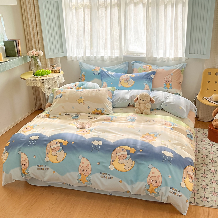 91家纺网 家纺一手货源 找家纺 花梦欣 2026新款全棉印花系列简约卡通款单被套 星梦童话