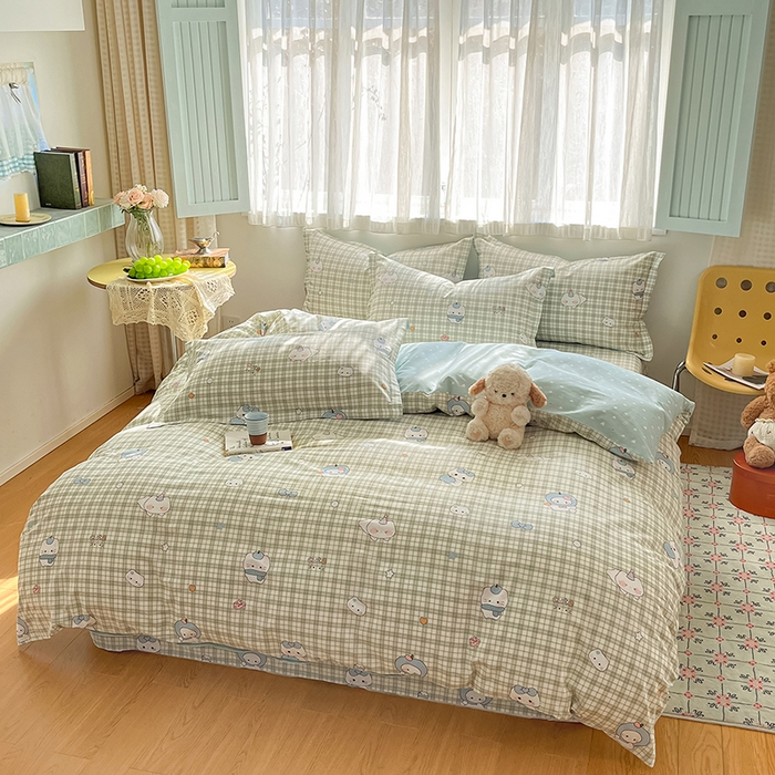 91家纺网 家纺一手货源 找家纺 花梦欣 2026新款全棉印花系列简约卡通款单被套 元气小布