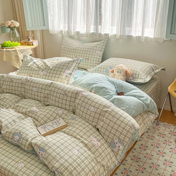 91家纺网 家纺一手货源 找家纺 花梦欣 2026新款全棉印花系列简约卡通款单被套 元气小布