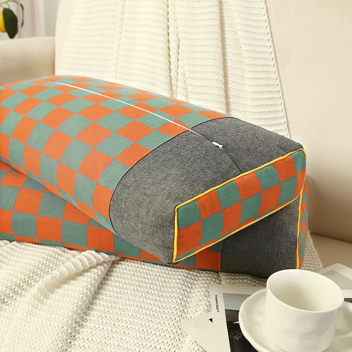 91家纺网 家纺一手货源 找家纺 明星枕业 2025新款立体百福枕全荞麦枕12味花草成人枕头家用护颈枕芯 棋盘格蓝红