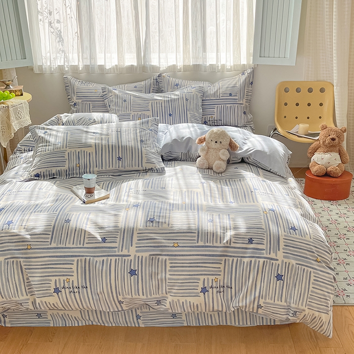 91家纺网 家纺一手货源 找家纺 （总）花梦欣 2026新款全棉印花系列简约卡通款四件套