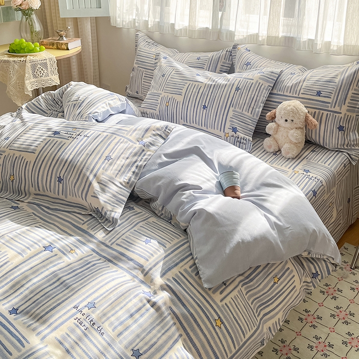 91家纺网 家纺一手货源 找家纺 （总）花梦欣 2026新款全棉印花系列简约卡通款四件套