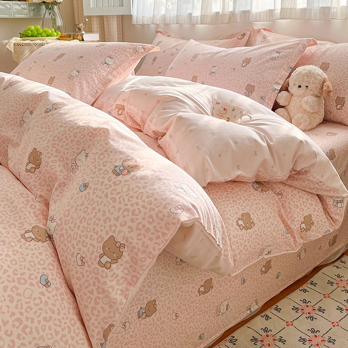 91家纺网 家纺一手货源 找家纺 （总）花梦欣 2026新款全棉印花系列简约卡通款四件套