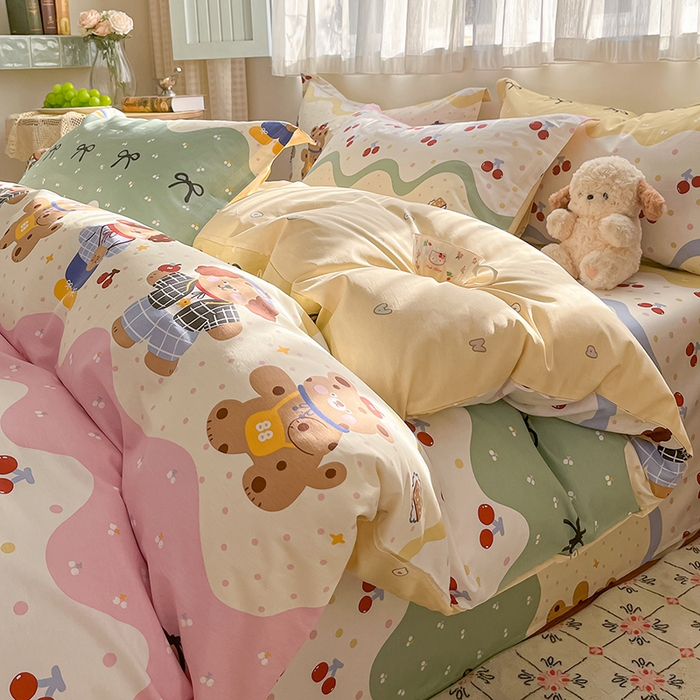 91家纺网 家纺一手货源 找家纺 （总）花梦欣 2026新款全棉印花系列简约卡通款四件套