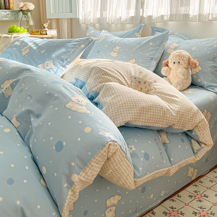 91家纺网 家纺一手货源 找家纺 （总）花梦欣 2026新款全棉印花系列简约卡通款四件套