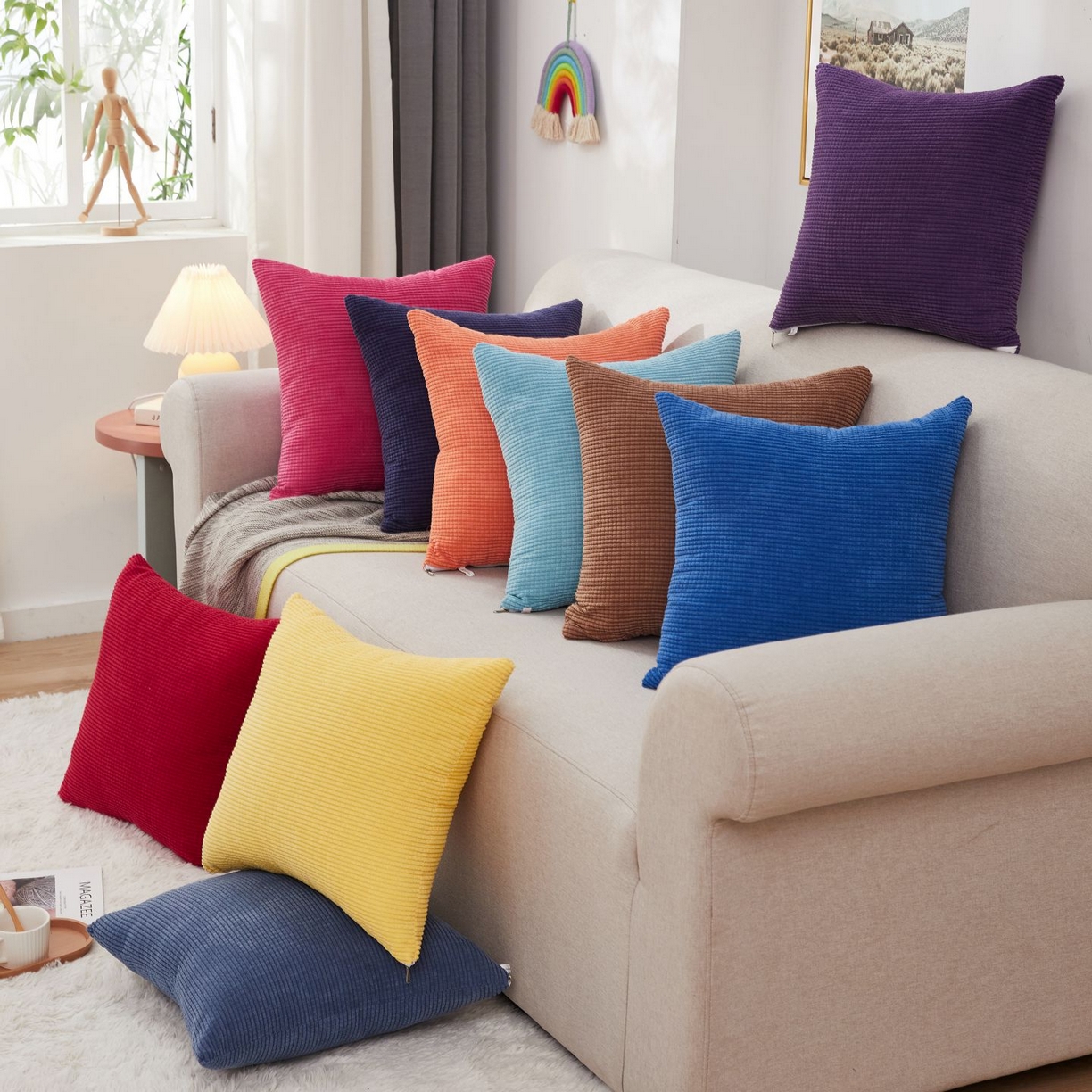 91家纺网 家纺一手货源 找家纺 沐沐家纺 2026新款玉米绒抱枕 组合