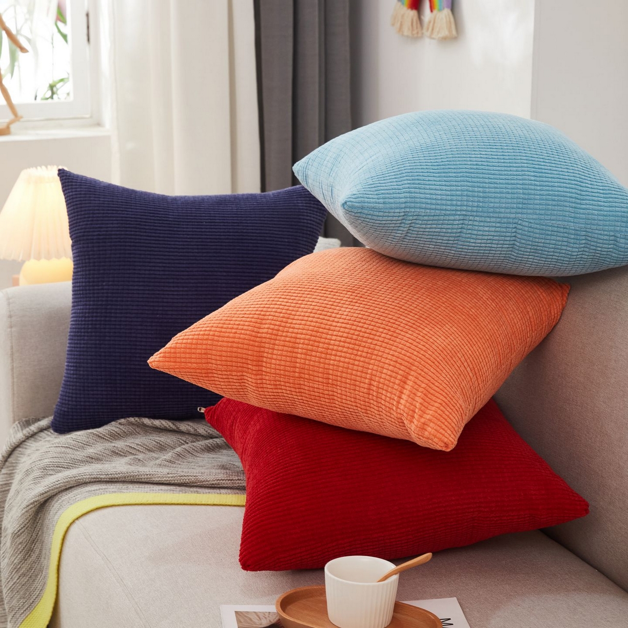 91家纺网 家纺一手货源 找家纺 沐沐家纺 2026新款玉米绒抱枕 组合