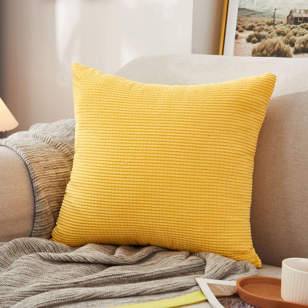 沐沐家纺 2026新款玉米绒抱枕 金黄