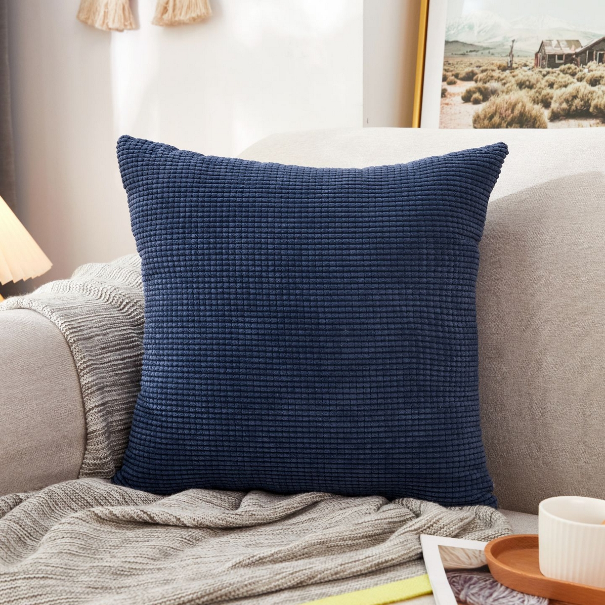 91家纺网 家纺一手货源 找家纺 沐沐家纺 2026新款玉米绒抱枕 深蓝