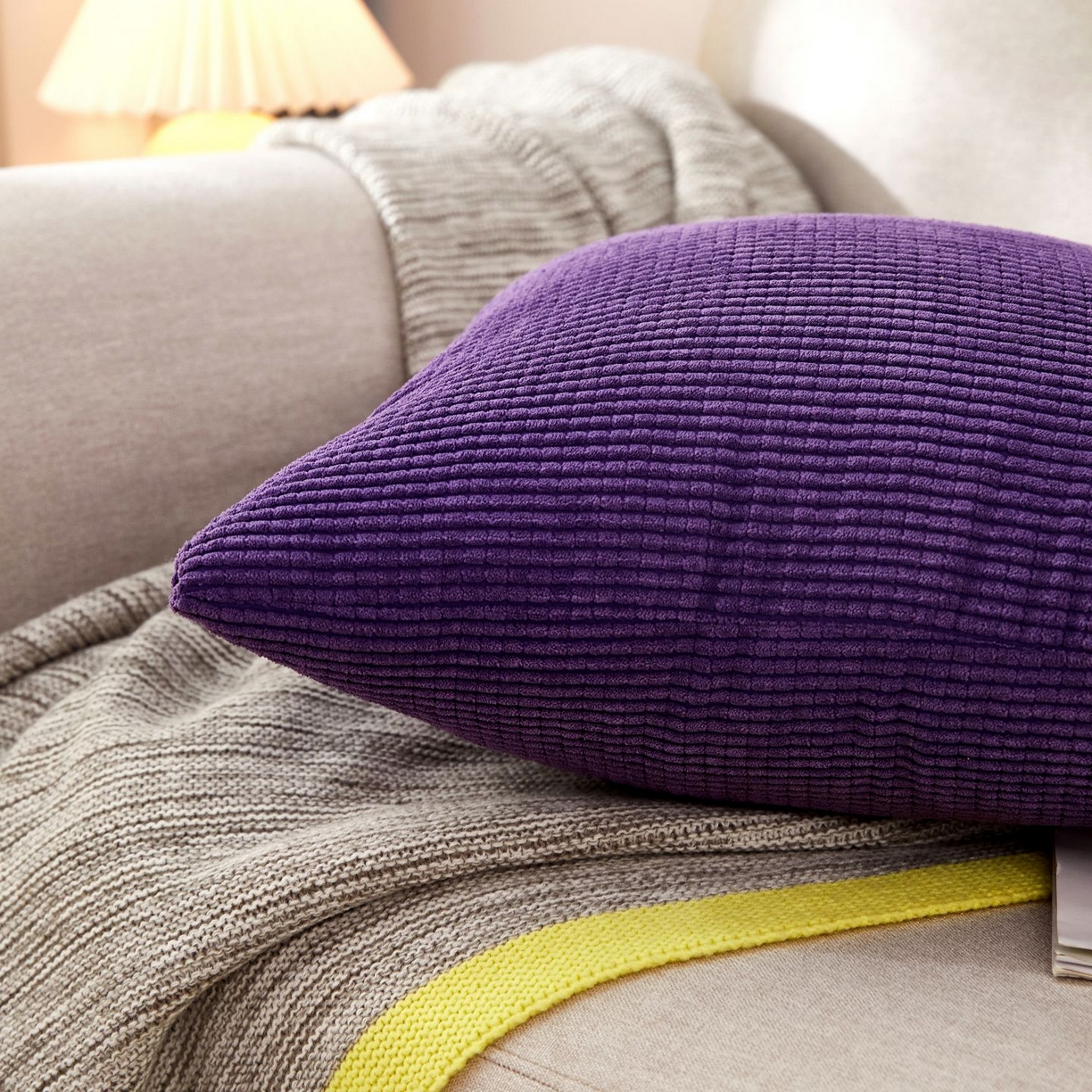 91家纺网 家纺一手货源 找家纺 沐沐家纺 2026新款玉米绒抱枕 紫色