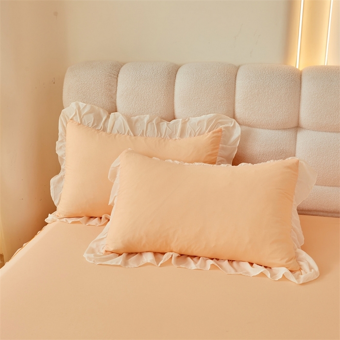 91家纺网 家纺一手货源 找家纺 （总）缦绣阁家纺 2025新款水洗棉刺绣纯色床裙三件套跨境外贸传供